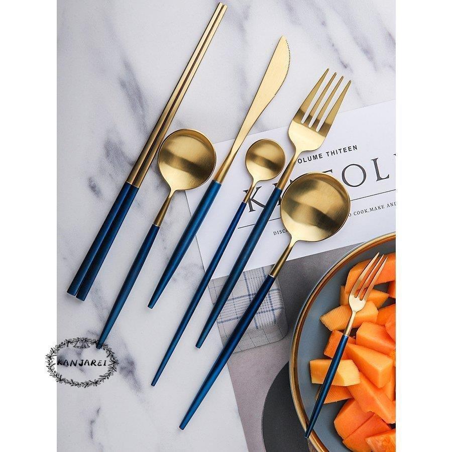 超大特価 食器 ブルー高級感 ゴールド フォーク スプーン カフェ風 オシャレ プレゼント ギフト プレート お皿 カトラリー キッチン雑貨 フォーク サイズ 1 Size Www Sustentec Com Br