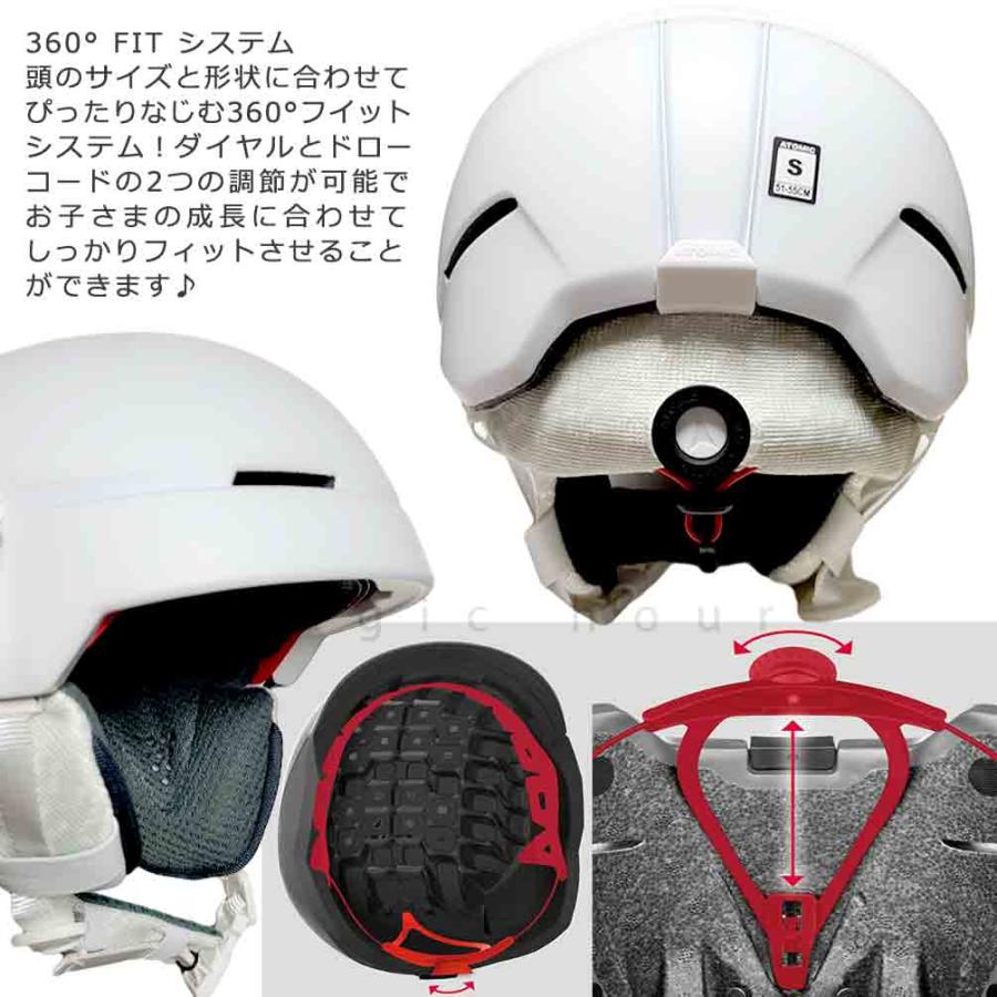 ヘルメット 子供 スキー スノーボード ダイアル式 キッズ ジュニア お洒落 子ども用 メット スポーツ 自転車 サイズ調節 スノーヘルメット 黒 白 青 ピンク | ATOMIC | 02