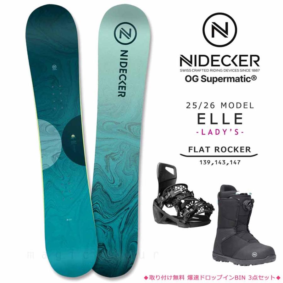 NIDECKER スノーボード 板 レディース 3点セット ナイデッカー
