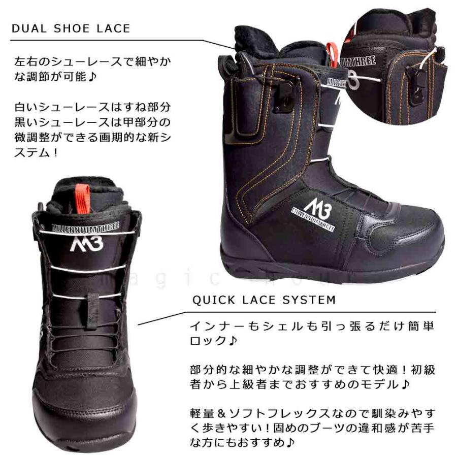 27cm スノーボード　ブーツ　黒色ブラック MILLENNIUM THREE MILLENIUM THREE スノーボード ブーツ メンズ レディース M3