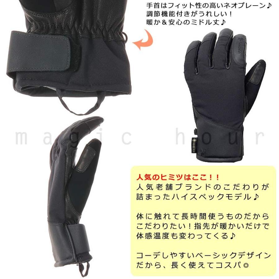 スキー スノーボード ゴアテックス グローブ 手袋 メンズ Goldwin ゴールドウィン GORE-TEX スノーグローブ 防水インナー内臓 スノー スノボ 防寒 GTX Glove  黒｜xover-int｜02