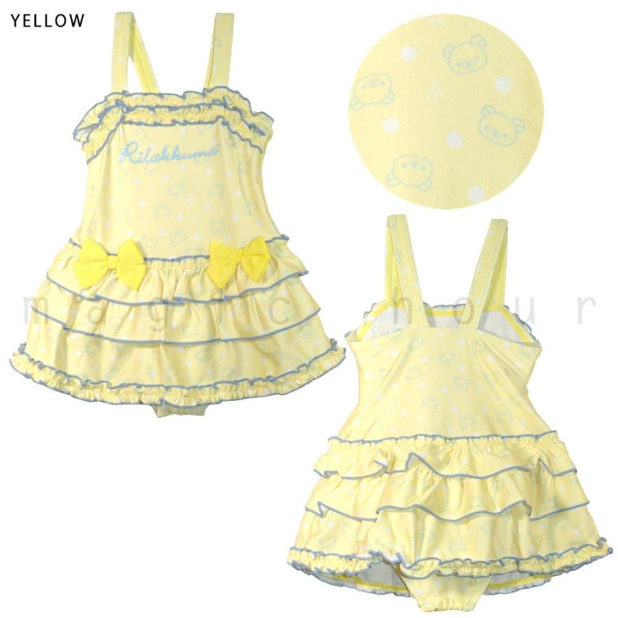 無料配達 水着 キッズ 子供 女の子 フリル ワンピース ガールズ スイムウェア 女子 かわいい 100 110 1 130 お洒落 オールインワン リラックマ サンリオ 総柄 水玉 黄色 Babylonrooftop Com Au