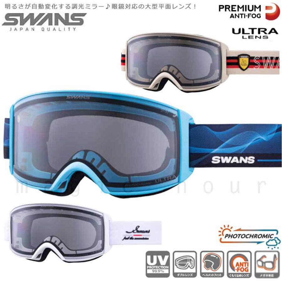 Swans スノーゴーグル ブルー レンズ SWANS（スワンズ） スキーゴーグル メンズ レディース スノー ゴーグル