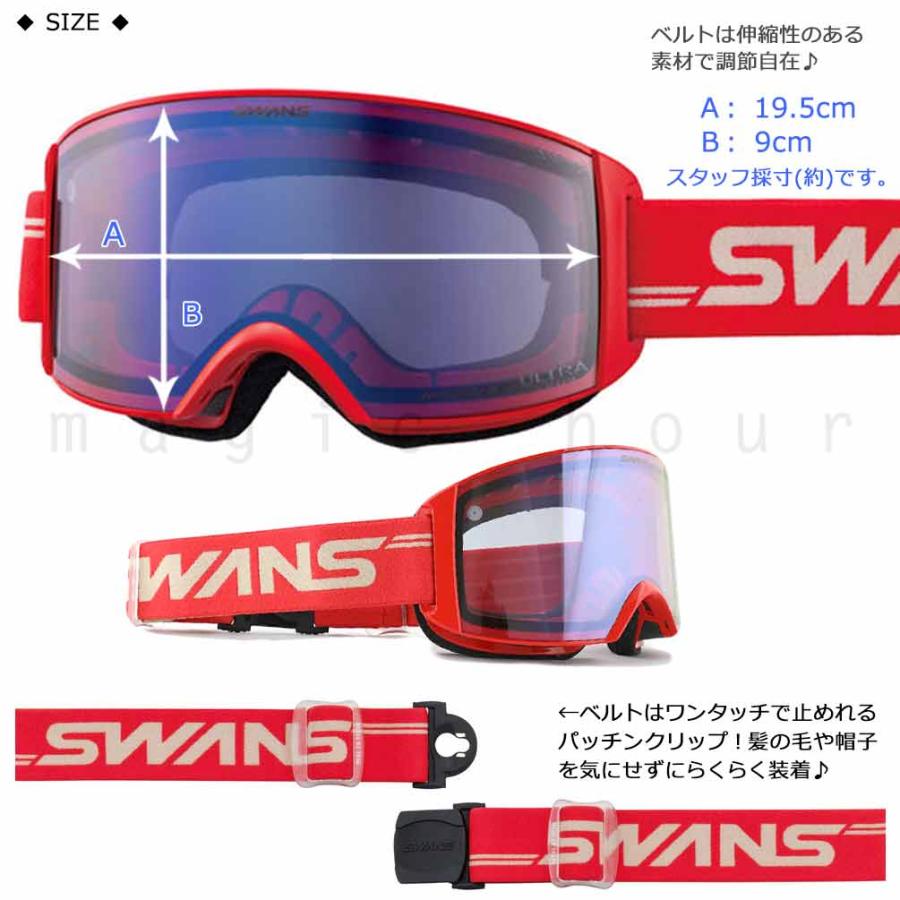 新品 SWANS RACAN スノーゴーグル 調光レンズ レッド スキー スノボ