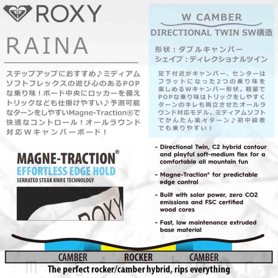 スノーボード 板 グラトリ レディース 単品 ROXY ロキシー RAINA 2024モデル ダブルキャンバー ボード ブランド スノボー 初心者 お洒落 かっこいい 白 黒｜xover-int｜02