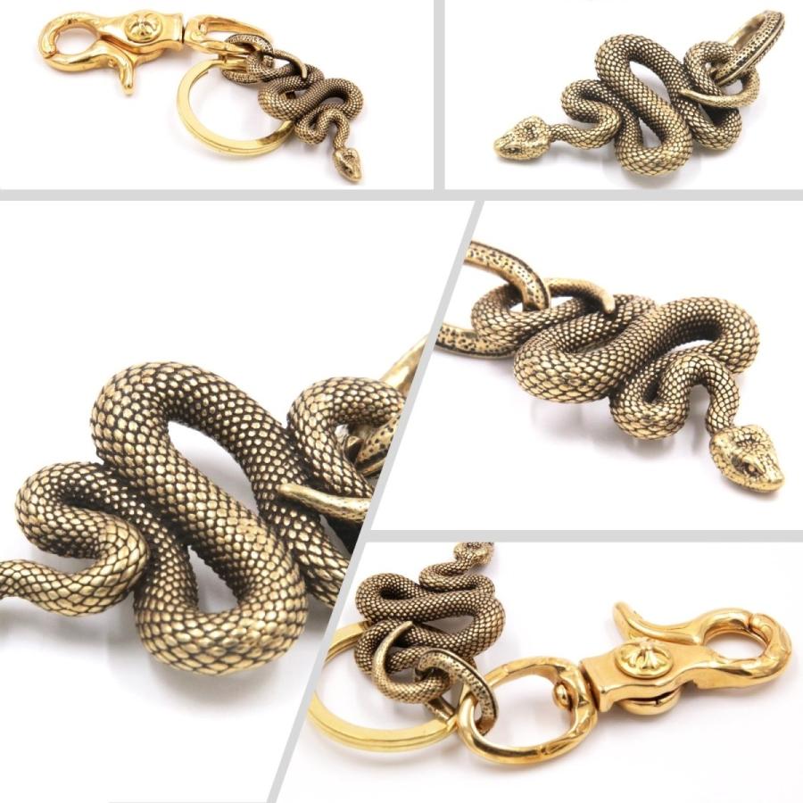 蛇 リアル スネーク 真鍮 ブラス ベルトフック キーリング フック
