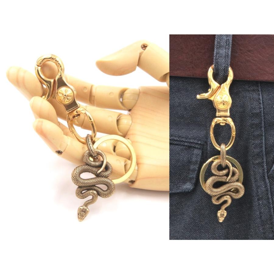 蛇 リアル スネーク 真鍮 ブラス ベルトフック キーリング フック