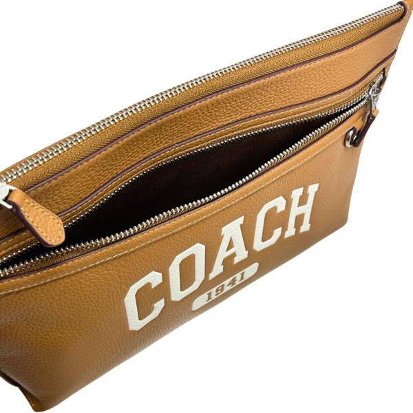 コーチ ポーチ メンズ COACH セカンドバッグ レザー ヴァーシティ キャリーオール ポーチ CR355 SV/QD ライトサドル｜xs-shopping｜05