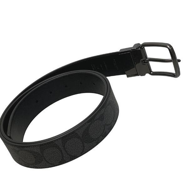 送料無料 コーチ F64839 COACH ベルト メンズ ワイド ハーネス リバーシブル シグネチャー ベルト F64839 CQ/BK