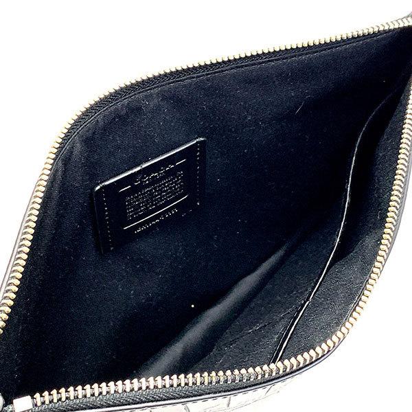送料無料 コーチ ポーチ メンズ COACH 小物 エンボスド クロコ レザー ストラクチャード ポーチ F73151 QB/BK ブラック コーチ ポーチ クロコ レザー ストラクチャード