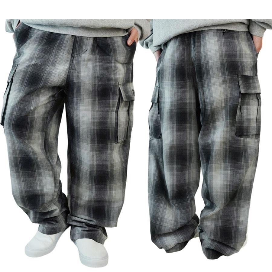 新品XXXL黒FBCOUNTYエフビーカウンティーオンブレーチェックカーゴパンツ FB COUNTY エフビーカウンティーメンズ パンツOMBRE CHECK CARGO