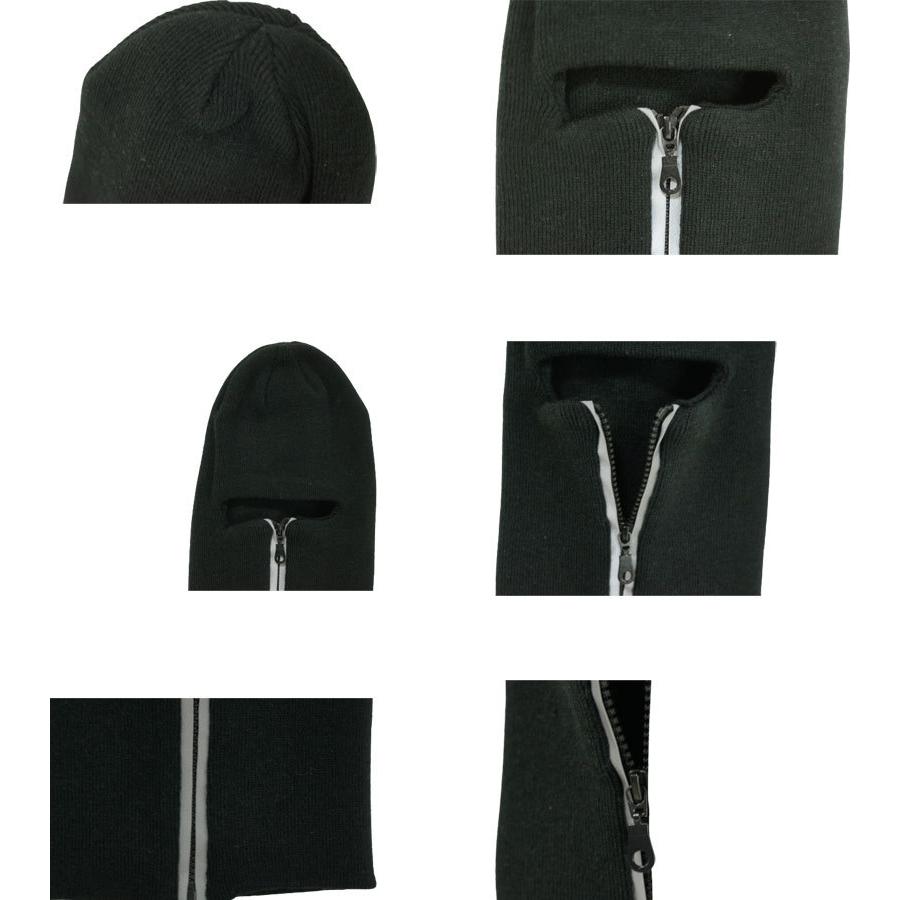 【クリックポスト対応可】ZIPPER SKI MASK男女兼用 ニットキャップジッパー スキーマスクBLACK (ブラック)ニット ストリート リフレクター メンズ レディース 黒 no