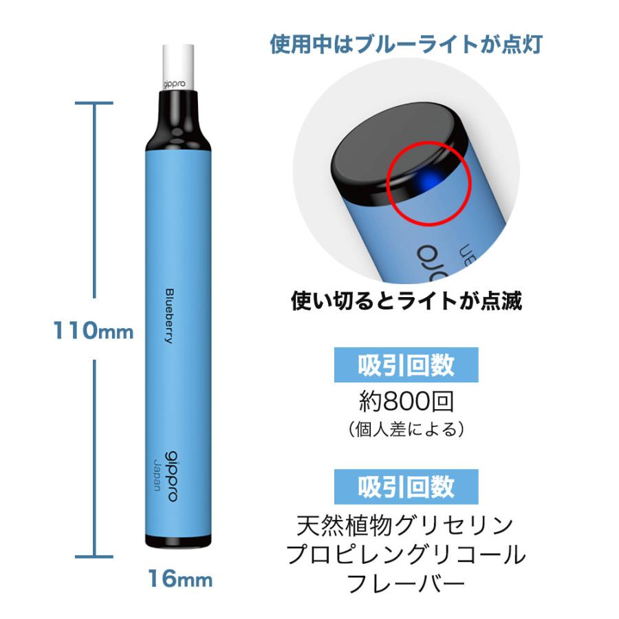 gippro 電子タバコ 使い捨て ブルーベリー フレーバー MAX800回吸引