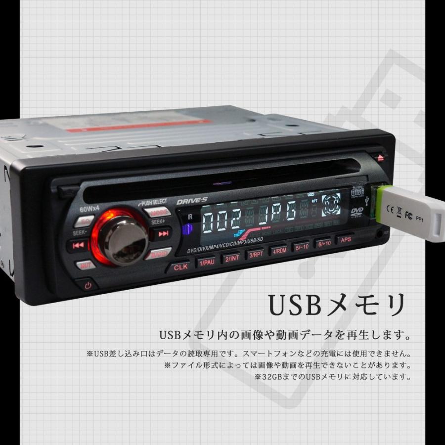 1DINサイズDVD／CDプレーヤー 1DIN DVDプレーヤー 車載用 アンプ内臓 12V FM CD DVD対応 CPRM