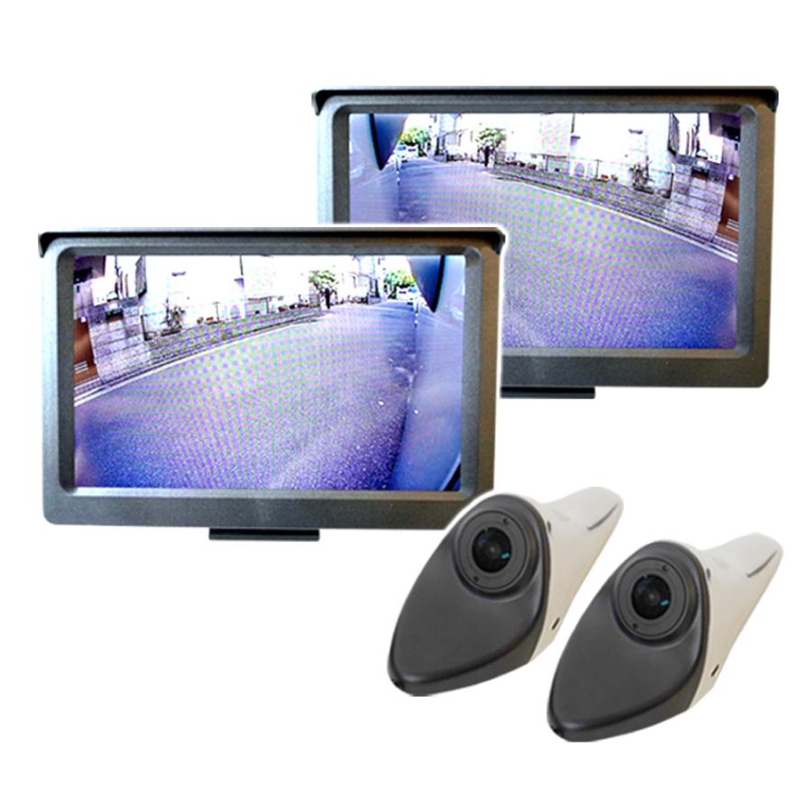 data system ￼ サイドビューカメラ2個　スプリッター　モニターセット サイドカメラ 左右セット 電子サイドミラー レンズ可動式 サイド