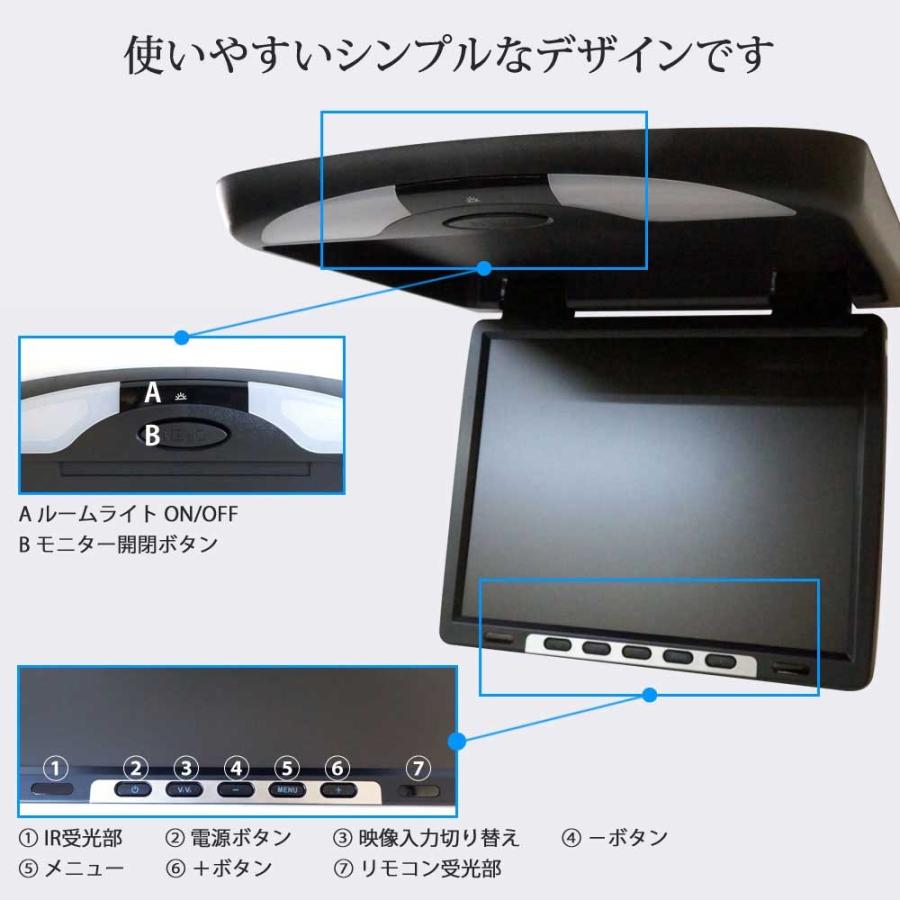 フリップダウンモニター 14.1インチ 高画質 TFT LCD液晶モニター LED 