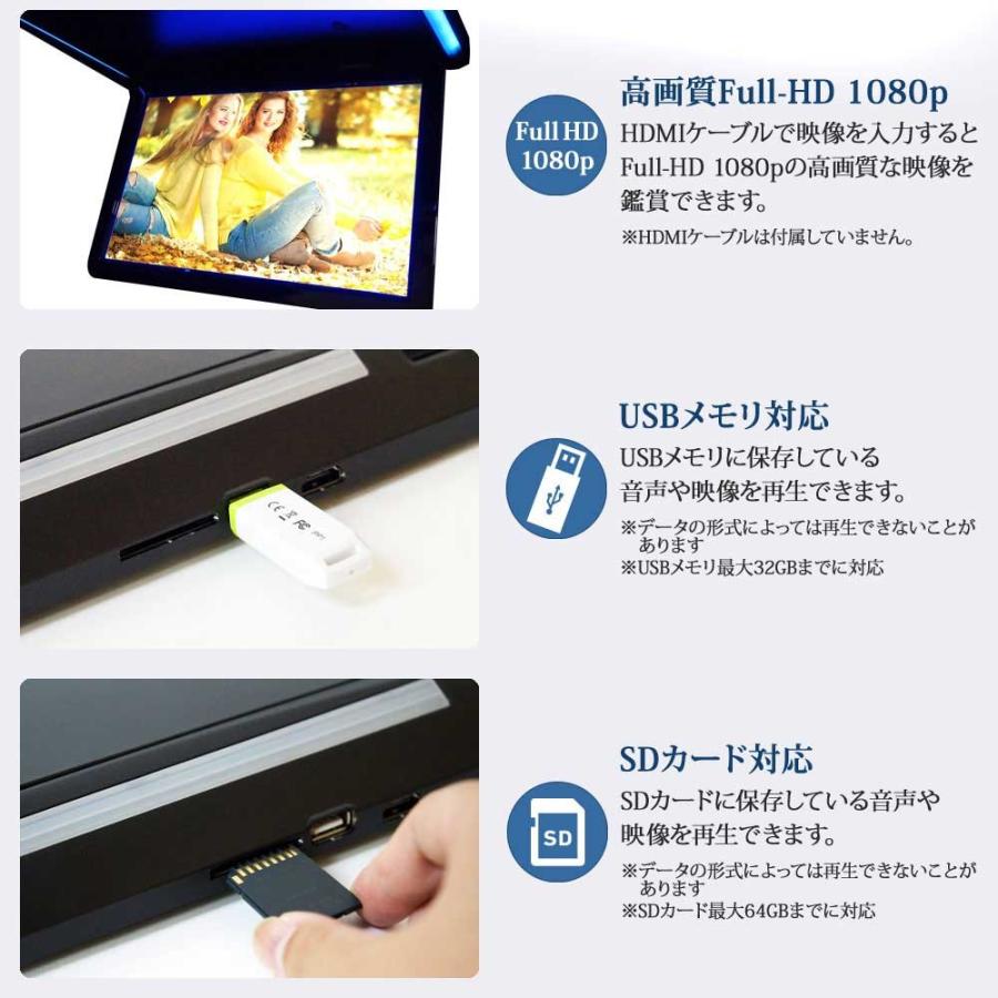 フリップダウンモニター 14インチ 高画質 12V 24V LED バック