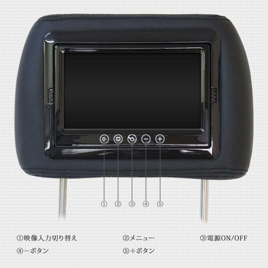 ヘッドレストモニター 7インチ 2個 ＋ 映像分配器 3口電源 4口映像分配