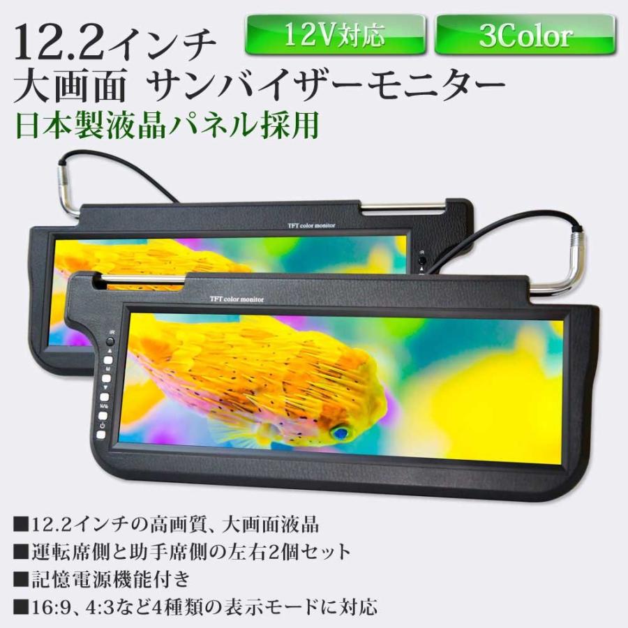 バイザーモニター サンバイザーモニター 12.2インチ 分配器 セット 左右セット ブラック