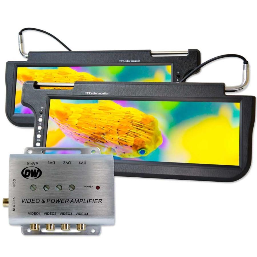 サンバイザーモニター 12.2インチ 分配器 セット 左右セット ブラック