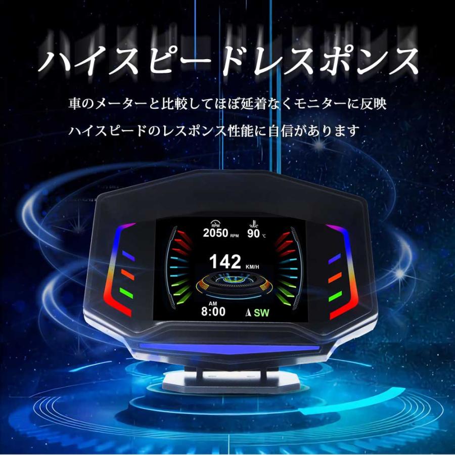 OBD2 マルチメーター タコ メーター ブースト計 HUD 日本語説明書付き