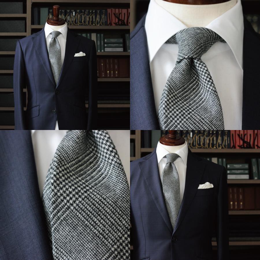 【美品】ビームスF別注AD&C ウール クアトロピエゲ グレンチェックネクタイ BEAMS F（ビームスエフ）の「【AD&C / ウール クアトロピエゲ