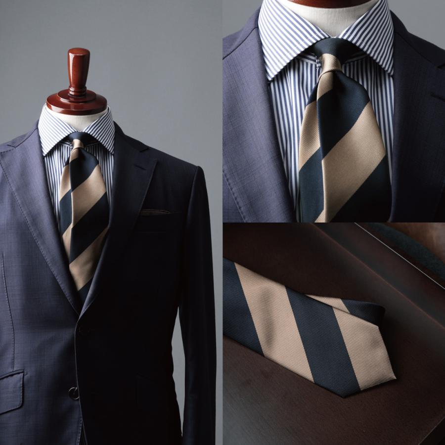 ネクタイ ブランド おしゃれ シルク 二段 ストライプ ハイ