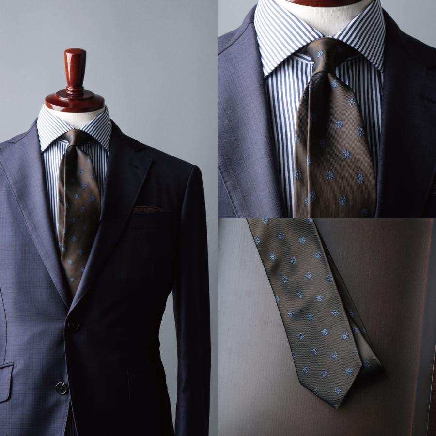 ネクタイ シルク 花柄 小紋 5Colors 日本製 おしゃれ 長め