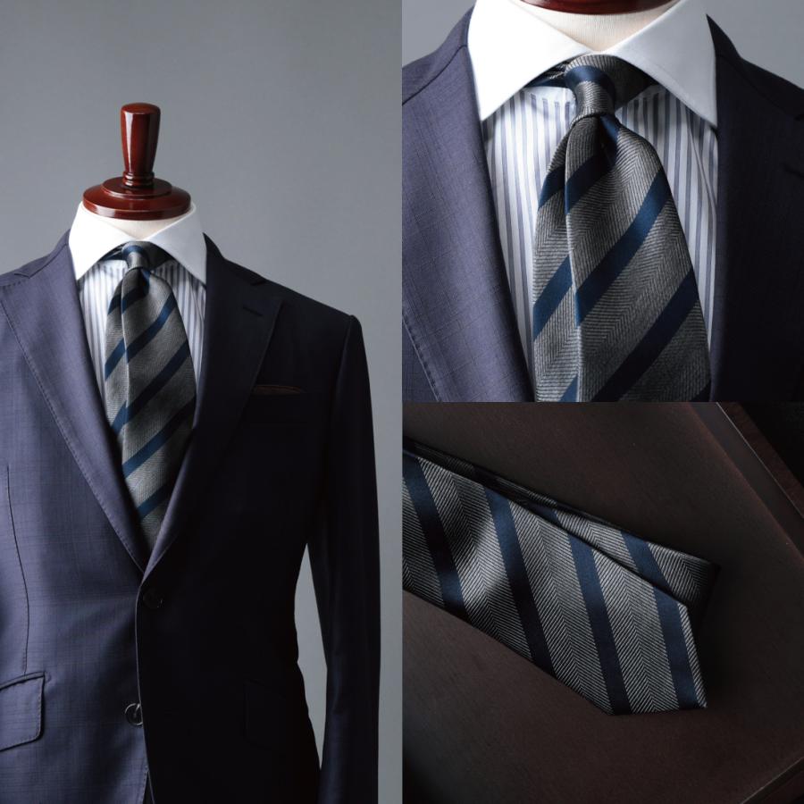 ネクタイ ブランド プレミアム シルク 100% メランジ ストライプ