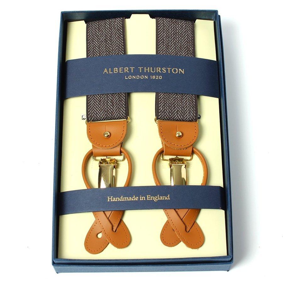  THURSTON アルバートサーストン サスペンダーY型 英国製 ALBERT THURSTON（アルバートサーストン） サスペンダー 白 無地