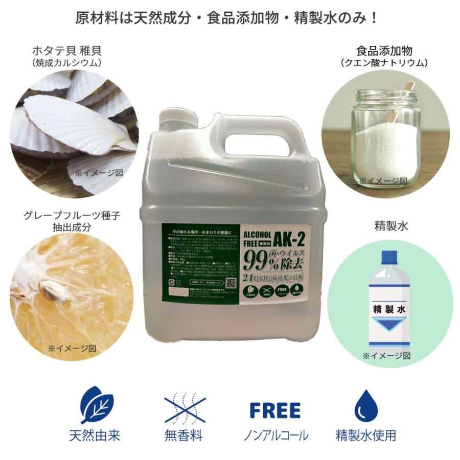 除菌剤 AK-2（S）4Kg ボトル 単品 除菌 アルコールフリー 天然成分 業務用 専用スプレーボトル付き |  | 02