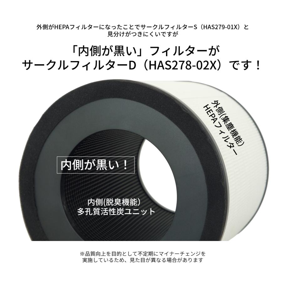 【5/5まで★1000円クーポン】空気清浄機 交換用フィルター タバコ 花粉対策 花粉 小型 家庭用 サークルフィルターD HAS278-02X  バイオミクロンサークル｜y-andesonline｜03