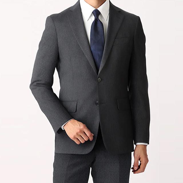 AOYAMA 【洋服の青山】スーツ メンズ スリム 秋冬 グレー ストライプ
