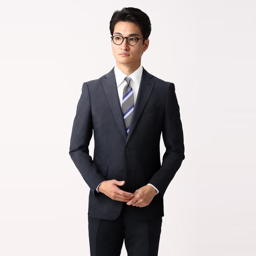 【洋服の青山】春夏 ネイビー系 スタイリッシュスーツ【ツーパンツ】 メンズ ビジネス ウォッシャブル 細身体 スリム 標準体 長袖の画像