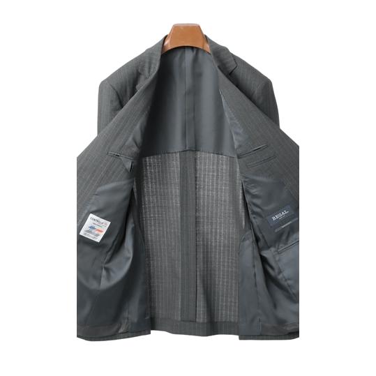 【洋服の青山】オールシーズン グレー系 スタンダードスーツ【ツーパンツ】 メンズ ビジネス ストレッチ ウォッシャブル 標準体 調温調湿 透湿速乾 消臭の画像