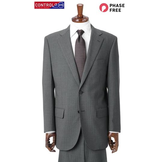【洋服の青山】オールシーズン グレー系 スタンダードスーツ【ツーパンツ】 メンズ ビジネス ストレッチ ウォッシャブル 標準体 調温調湿 透湿速乾 消臭の画像