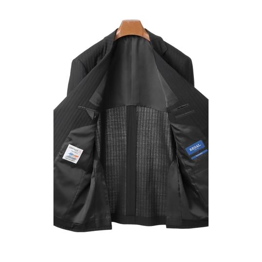 【洋服の青山】オールシーズン ブラック系 スタンダードスーツ【ツーパンツ】メンズ ビジネス ストレッチ ウォッシャブル 標準体 調温調湿 透湿速乾 消臭の画像