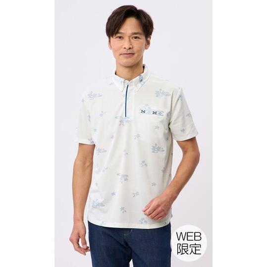 AOYAMA 【洋服の青山】春夏 ホワイト系 沖縄柄ポロシャツ