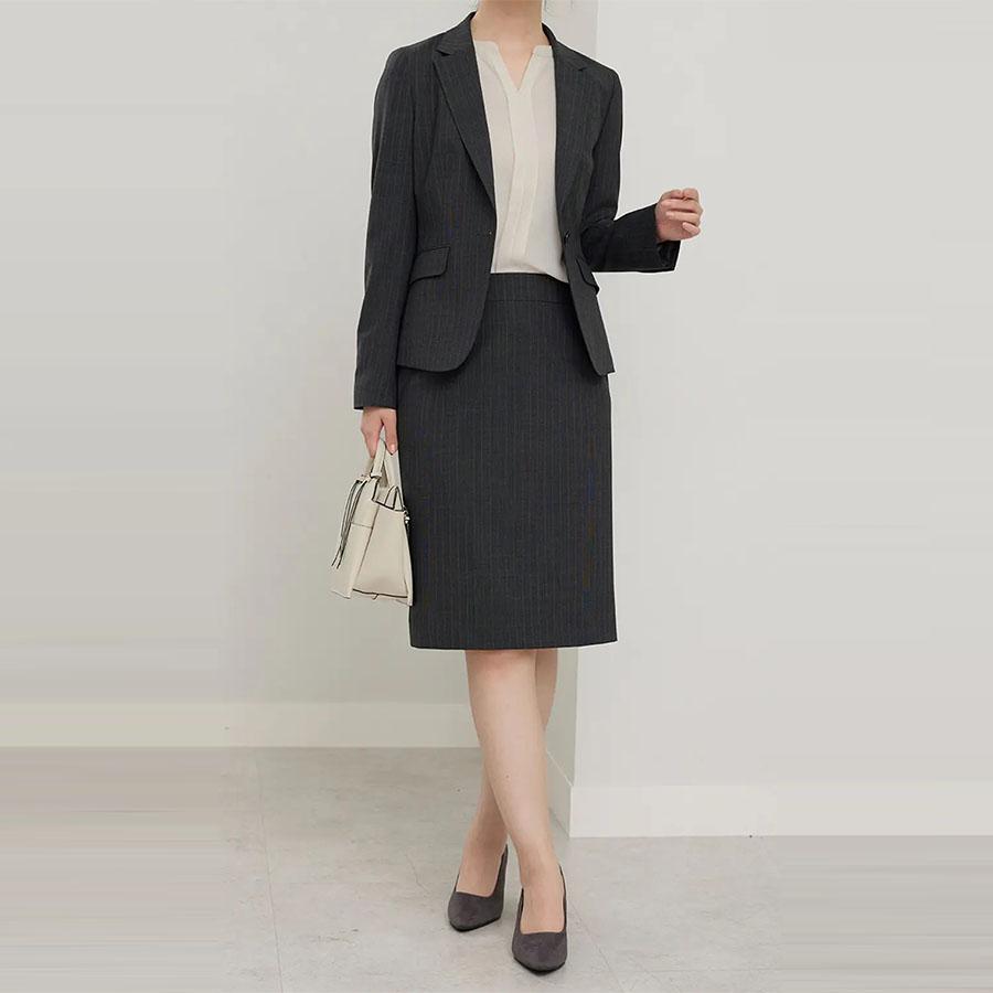 AOYAMA 【洋服の青山】レディース グレー タイトスカート【セット着用