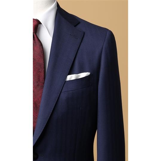 【洋服の青山】メンズ ストレッチ 20代 30代 40代 50代 入学式 ビジネス おしゃれ オールシーズン用 ブルー系 プレミアムス タイリッシュ スーツの画像