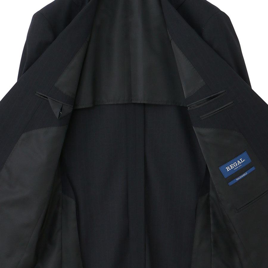 【洋服の青山】肩くるしくないスーツ メンズ スタンダード 春夏 ネイビー 紺 ストライプ 洗える ストレッチ 動きやすい シワになりにくい サイドベンツ ビジネスの画像