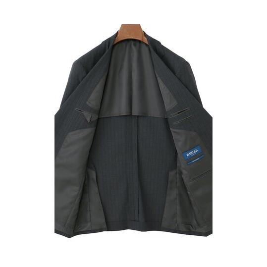 【洋服の青山】肩くるしくないスーツ メンズ スタンダード 春夏 グレー チャコール ストライプ 洗える ストレッチ 動きやすい シワになりにくい サイドベンツの画像