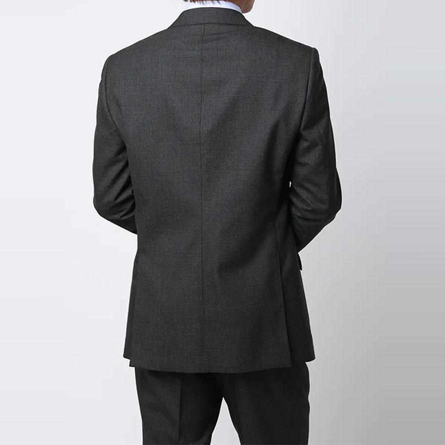 【洋服の青山】プレミアム ALFRED BROWN Fine Worsted ウール100% スーツ メンズ ゆったり 春夏 グレー 千鳥格子 大きいサイズ 2ボタン 本台場 インポート生地の画像