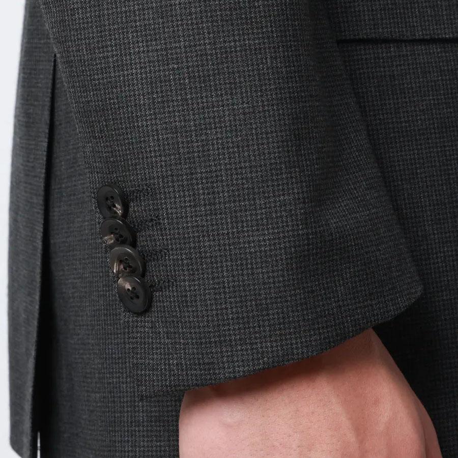【洋服の青山】プレミアム ALFRED BROWN Fine Worsted ウール100% スーツ メンズ ゆったり 春夏 グレー 千鳥格子 大きいサイズ 2ボタン 本台場 インポート生地の画像