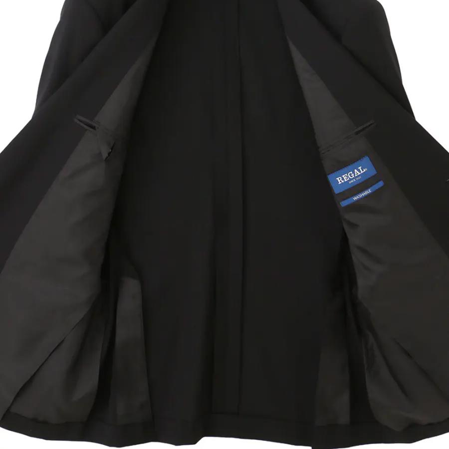 【洋服の青山】接触冷感 洗える スーツ メンズ 夏 メンズスーツ ゆったり 上下セット ブラック ストライプ 背抜き ツータック ウォッシャブル 動きやすい 涼しいの画像