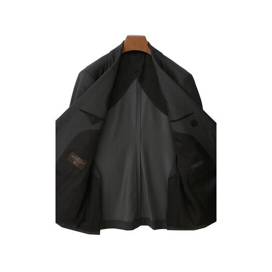 【洋服の青山】プレミアム ウール100％ カノニコ Super110's スーツ メンズ スリム 春夏 グレー 灰色 無地 ビジネス オフィス 通勤 出張 営業 式典 フォーマルの画像