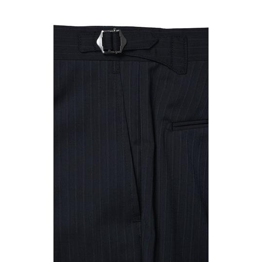 【洋服の青山】スリーピース ベスト付き スーツ メンズ 春夏秋冬 ネイビー 紺 ストライプ 3ピース 3ボタン段返り ワンタック ストレッチ 動きやすい ビジネスの画像
