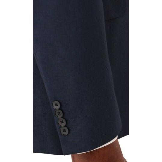 【洋服の青山】ツーパンツ スーツ メンズ スリム 春夏 ネイビー 紺 千鳥格子 大きいサイズ 2パンツ 動きやすい ストレッチ 伸びる シワになりにくい 洗える 通勤の画像