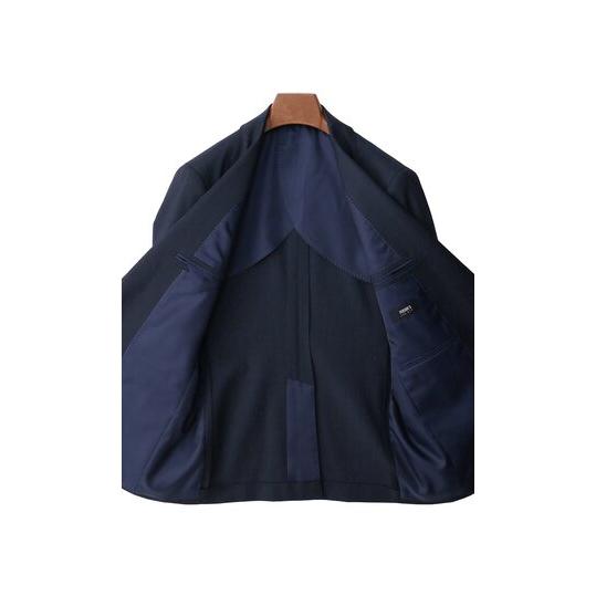 【洋服の青山】スリーピース スーツ メンズ スリム 春夏秋冬 オールシーズン ブルー 青 3ピース ベスト 付き 2ボタン センターベント ノータック 大きいサイズの画像