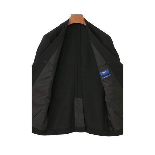 【洋服の青山】涼しい スーツ メンズ スタイリッシュ 盛夏 ブラック 黒 ストライプ 清涼 接触冷感 冷たい ストレッチ 動きやすい ビジネス 通勤 出張 営業の画像